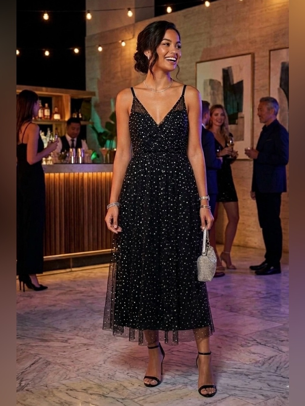 Zara Black Polka Dot Maxi Dress